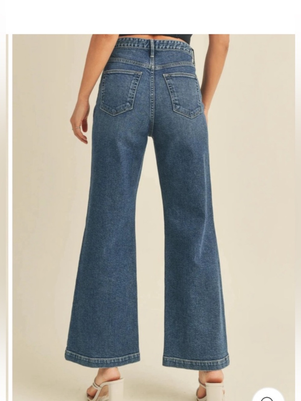 Just Black Denim Sailor Patch Pocket Wide Leg Jeans Size 31 - Picture 4 of 8
